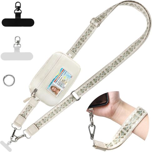 حزام هاتف FUVLIFE Clip and Go مع محفظة RFID وحبل للهاتف الخلوي للنساء، محفظة معصم قابلة للفصل مع نافذة لبطاقة الهوية وسحاب (أسود) in Kuwait