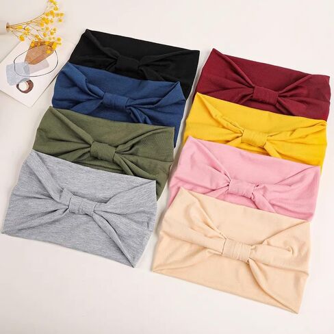10pcs Sweatbands for Women Ultra-Wide Breathable Headband Elastic Sweat-Absorbing Headbands for Yoga Fitness Sport Running in Saudi Arabia