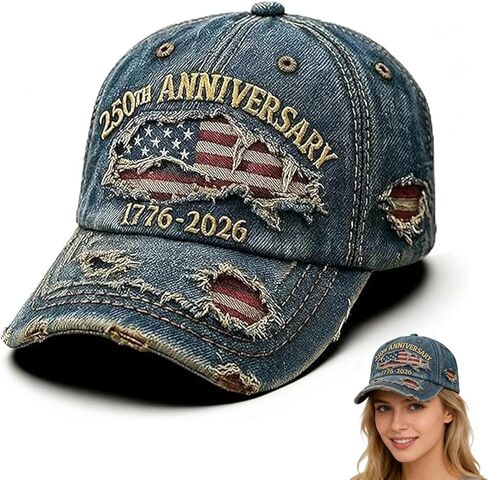 USA 250th Anniversary Distressed Casual Hat, Adjustable 1776-2026 Patriotic Commemorative Baseball Cap for Men Women in Saudi Arabia