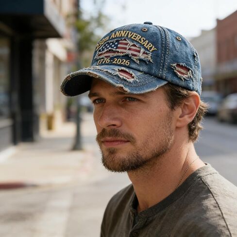 USA 250th Anniversary Distressed Casual Hat, Adjustable 1776-2026 Patriotic Commemorative Baseball Cap for Men Women in Saudi Arabia