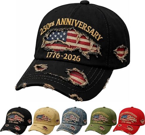 USA 250th Anniversary Distressed Casual Hat, Adjustable 1776-2026 Patriotic Commemorative Baseball Cap for Men Women in Saudi Arabia