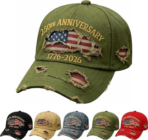 USA 250th Anniversary Distressed Casual Hat, Adjustable 1776-2026 Patriotic Commemorative Baseball Cap for Men Women in Saudi Arabia