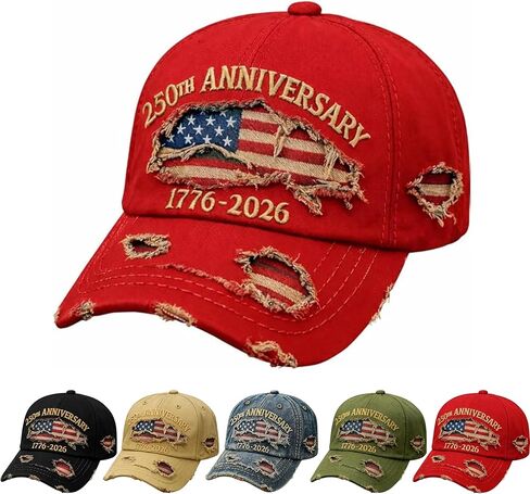 USA 250th Anniversary Distressed Casual Hat, Adjustable 1776-2026 Patriotic Commemorative Baseball Cap for Men Women in Saudi Arabia