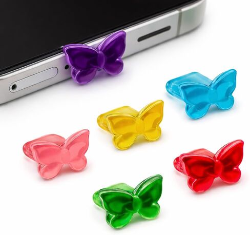 PortPops USB-C Dust Plugs for iPhone 15, Charm Stays Put, Wireless Charging Friendly, Blocks Dust and Lint, 6 Colors with Cleaning Brush, for USB C Phones Kindles Tablets in Saudi Arabia