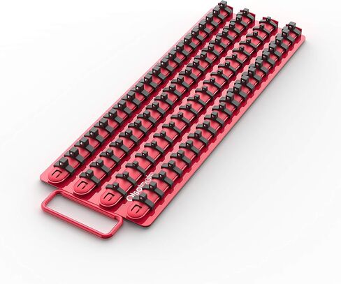 Olsa Tools Portable Socket Organizer Tray | Black Rails with Green Clips | Holds 80 Sockets | Professional Quality Socket Holder in Kuwait