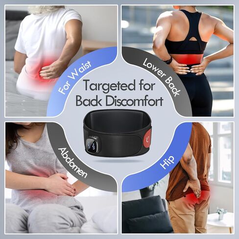 Comfytemp Portable Cordless Heating Pad for Back Pain Relief, Lower Back Massager with Heat Wireless, FSA HSA Eligible Rechargeable Heating Pad APP Control, 9 Heat and 5 Vibration, Gifts for Mom Dad in Kuwait