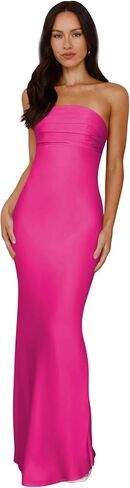 Strapless Prom Dresses 2026 Ruched Satin Long Bridesmaid Dress Mermaid Formal Gown in Kuwait