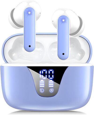 Wireless Earbuds Bluetooth Headphones, 50H Playtime Ear Buds with Mic, LED Digital Display Charging Case, IPX7 Waterproof, Deep Bass Stereo, in-Ear Earphone for iPhone Andriod Phone in Saudi Arabia