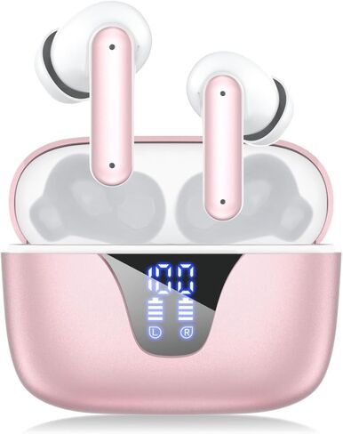 Wireless Earbuds Bluetooth Headphones, 50H Playtime Ear Buds with Mic, LED Digital Display Charging Case, IPX7 Waterproof, Deep Bass Stereo, in-Ear Earphone for iPhone Andriod Phone in Saudi Arabia