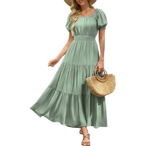 فستان نسائي صيفي طويل كاجوال بأكمام قصيرة من الشيفون بوهو فساتين شبه رسمية لحفلات الزفاف مع جيوب in Kuwait