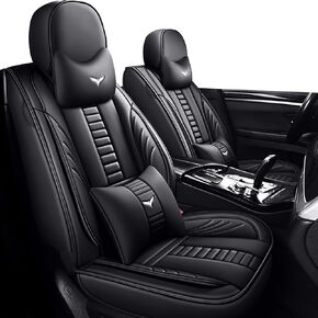Car Seat Covers for Kia Optima 2001-2020, Nappa Leather Seat Covers Waterproof Seat Cover All Season Car Seats Cover with Pillows(Full Set Luxury/Black-Red) in Saudi Arabia