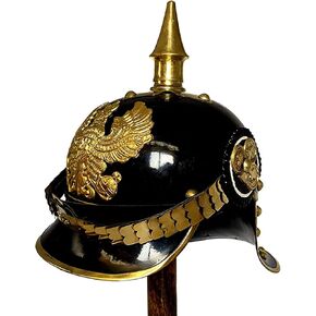 خوذة WW1 & WW2 الألمانية البروسية Pickelhaube خوذة نحاسية للضابط الإمبراطوري سبايك خوذة باللون الأسود | أزياء العصور الوسطى درع SCA LARP in Kuwait