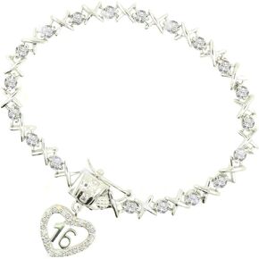 Sterling Silver Crystal Kisses Sweet 16 Bracelet in Saudi Arabia