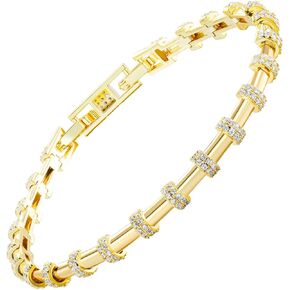 سوار ذهبي للنساء عصري، سوار سلسلة أنيق مطلي بالذهب عيار 14 قيراط، الطول 6.5 بوصة in Kuwait