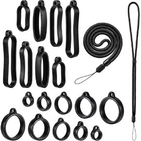 20 Pcs 9 Style Anti-lost Lanyard Set with Silicone Rubber Rings, 2 Pcs Lanyards Strap Pendant Necklace Adjustable Fixing Rings Pen Soft Protective Ring Replacement Neck Strap for Outdoor Activities in Saudi Arabia