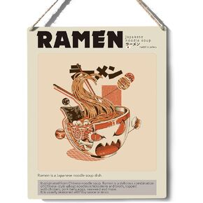Funny Kitchen Sign Decor Ramen Wooden Sign Plaque Wall Hanging Japanese Food Print Artwork 8"X10" Modern Home Kitchen Decoration in Kuwait