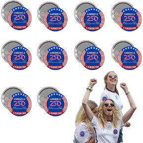 10pcs America Independence Day Buttons Pins, USA 250th Semiquincentennial Preppy Pinback Buttons 1776-2026 United States Anniversary Tinplate Material Badge For Party, Celebrations, Parades, Gathering in Saudi Arabia