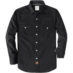 Dubinik® Long Sleeve Pearl Snap Shirts for Men Western Cowboy Shirt Casual Work Button Down with Pockets Comfortable Fit in Kuwait