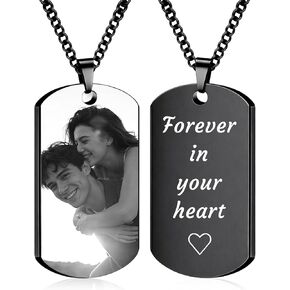 BEXOA صورة قلادة صورة شخصية للرجال - قلادة نصية محفورة مخصصة هدايا تذكارية لصديقها الزوج أبي in Kuwait