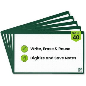 Rocketbook Cloud Cards, Reusable Index Cards, Flashcards, For Study & Presentations 3"x5", Green (Pack of 40) in Kuwait