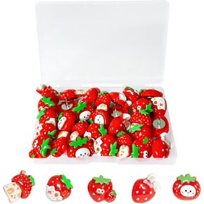 خمسة دبابيس دفع مختلطة على شكل فراولة، 30 مسمارًا برأس كبير، تستخدم للزينة الإعلانية، مناسبة لأظافر الحائط للصور، ورق لوح خشبي ناعم، لوحات بيضاء مميزة للحائط in Kuwait