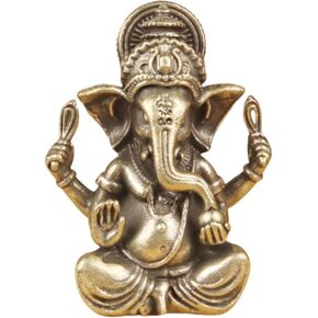 تمثال غانيشا نحاسي، تمثال غانيشا نحاسي مزخرف، تمثال إله هندوسي مصغر، وصف المنتج، منحوتة إله الفيل الهندوسي 1.85 بوصة، ديكور ديوالي وهدية in Kuwait