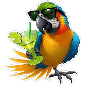 Blue Macaw Tropical Drink Vacation Sticker Decal Vinyl Bumper Sticker Decal Waterproof 5" in Saudi Arabia