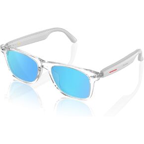 نظارات شمسية بلوتوث ذكية - نظارات شمسية صوتية للرجال والنساء، تحكم باللمس، حماية من الأشعة فوق البنفسجية الخارجية والتحكم الصوتي، مكالمات بدون استخدام اليدين (عدسة سوداء) in Kuwait