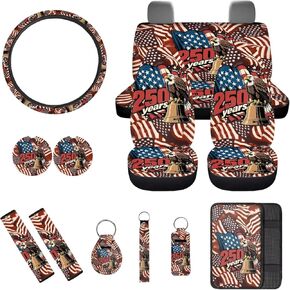 الذئب 13pcs مجموعة غطاء مقعد السيارة مجموعة مع غطاء عجلة القيادة حزام الأمان غطاء حزام مسند الذراع غطاء مفتاح سلسلة الوقايات حامل أحمر الشفاه عالمي مناسب لسيارات الدفع الرباعي سيدان شاحنة فان in Kuwait