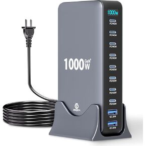 880W USB C Charging Station, 10-Port Desktop USB Charger, USB C Charger Block for Multiple Devices for MacBook Pro/Air, DELL, iPad, iPhone, Samsung Galaxy in Saudi Arabia