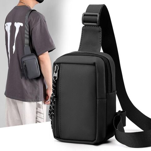 Mens Shoulder Bag Casual Sling Crossbody Oxford Chest Men Black in Saudi Arabia