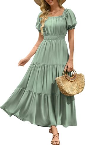 فستان نسائي صيفي طويل كاجوال بأكمام قصيرة من الشيفون بوهو فساتين شبه رسمية لحفلات الزفاف مع جيوب in Kuwait