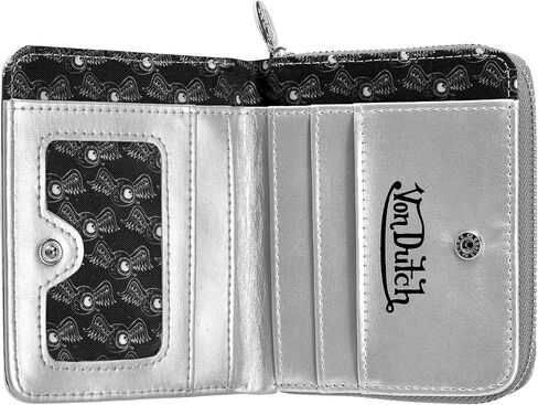 Von Dutch Zip-Up Wallet with ID Window, Vegan Leather, Slim Unisex Design for Men & Women (Chrome, Silver) in Saudi Arabia