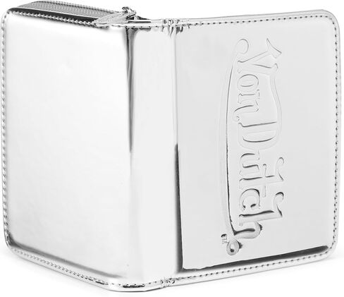 Von Dutch Zip-Up Wallet with ID Window, Vegan Leather, Slim Unisex Design for Men & Women (Chrome, Silver) in Saudi Arabia