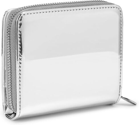 Von Dutch Zip-Up Wallet with ID Window, Vegan Leather, Slim Unisex Design for Men & Women (Chrome, Silver) in Saudi Arabia