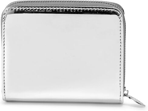 Von Dutch Zip-Up Wallet with ID Window, Vegan Leather, Slim Unisex Design for Men & Women (Chrome, Silver) in Saudi Arabia
