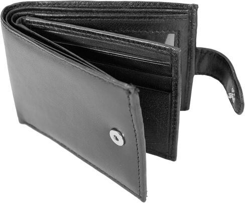 محفظة بول والتر للرجال مصنوعة من جلد الخراف الأصلي الناعم وحامل بطاقة الائتمان ثنائية الطي ومحفظة سوداء رفيعة in Kuwait