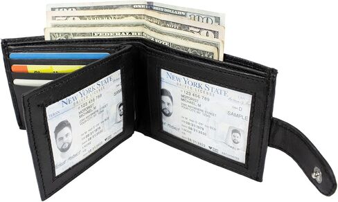 محفظة بول والتر للرجال مصنوعة من جلد الخراف الأصلي الناعم وحامل بطاقة الائتمان ثنائية الطي ومحفظة سوداء رفيعة in Kuwait