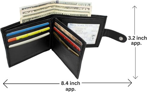 محفظة بول والتر للرجال مصنوعة من جلد الخراف الأصلي الناعم وحامل بطاقة الائتمان ثنائية الطي ومحفظة سوداء رفيعة in Kuwait