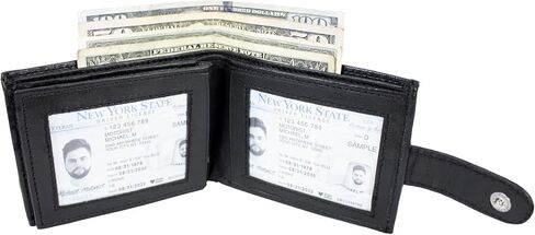 محفظة بول والتر للرجال مصنوعة من جلد الخراف الأصلي الناعم وحامل بطاقة الائتمان ثنائية الطي ومحفظة سوداء رفيعة in Kuwait