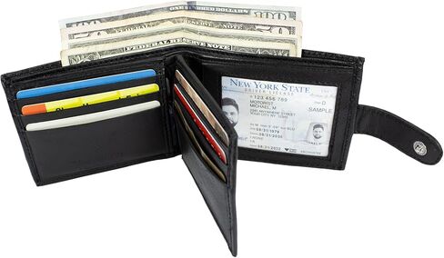 محفظة بول والتر للرجال مصنوعة من جلد الخراف الأصلي الناعم وحامل بطاقة الائتمان ثنائية الطي ومحفظة سوداء رفيعة in Kuwait