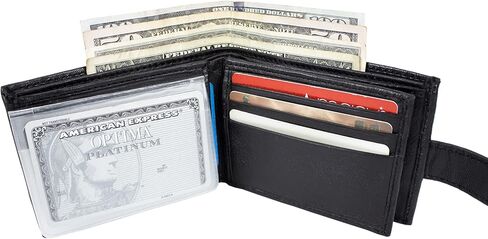 محفظة بول والتر للرجال مصنوعة من جلد الخراف الأصلي الناعم وحامل بطاقة الائتمان ثنائية الطي ومحفظة سوداء رفيعة in Kuwait