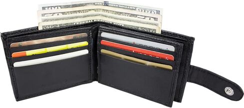 محفظة بول والتر للرجال مصنوعة من جلد الخراف الأصلي الناعم وحامل بطاقة الائتمان ثنائية الطي ومحفظة سوداء رفيعة in Kuwait