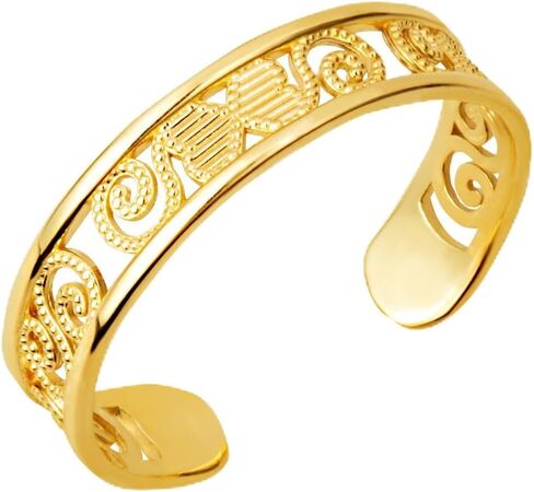 Claddagh Gold 10K and 14K Yellow Gold Women's Bohemian Chic Filigree Toe Ring in Saudi Arabia