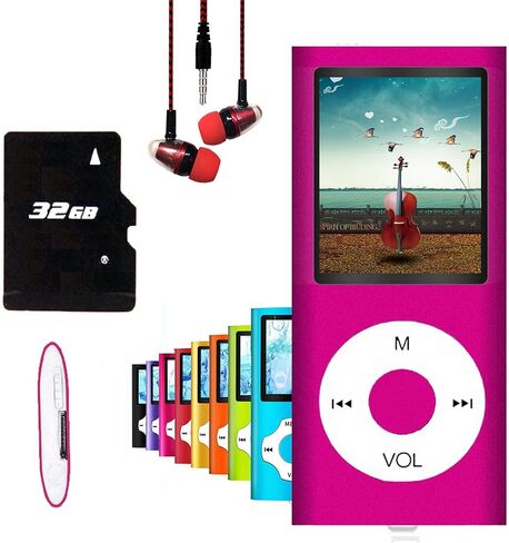 64GB MP3 Player, Hotechs MP3 Music Player with Slim Classic Digital LCD 1.82'' Screen Mini USB Port with FM Radio, Voice Record (Purple) in Saudi Arabia
