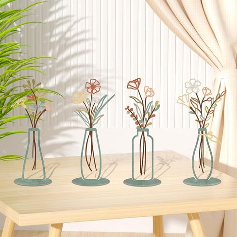 ريساما 4 قطع زهرة المزهريات زخرفة للطاولة المركزية ديكور مكتب المنزل الداخلي، الإضافية الحديثة بوهو نمط زهرية الحلي لحفل الزفاف هدية هووسورمينغ in Kuwait