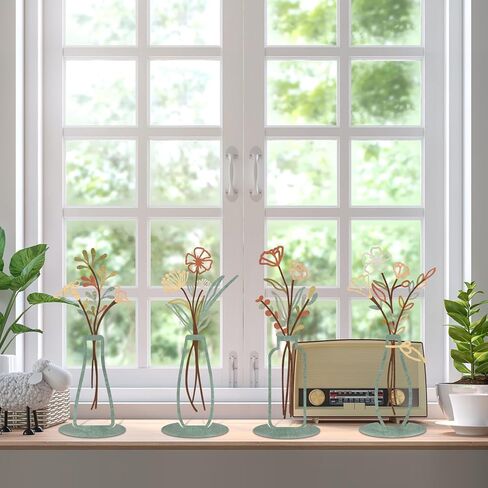 ريساما 4 قطع زهرة المزهريات زخرفة للطاولة المركزية ديكور مكتب المنزل الداخلي، الإضافية الحديثة بوهو نمط زهرية الحلي لحفل الزفاف هدية هووسورمينغ in Kuwait