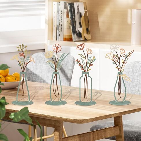 ريساما 4 قطع زهرة المزهريات زخرفة للطاولة المركزية ديكور مكتب المنزل الداخلي، الإضافية الحديثة بوهو نمط زهرية الحلي لحفل الزفاف هدية هووسورمينغ in Kuwait