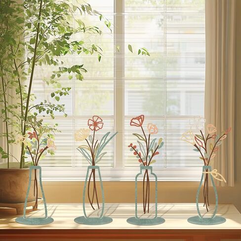 ريساما 4 قطع زهرة المزهريات زخرفة للطاولة المركزية ديكور مكتب المنزل الداخلي، الإضافية الحديثة بوهو نمط زهرية الحلي لحفل الزفاف هدية هووسورمينغ in Kuwait