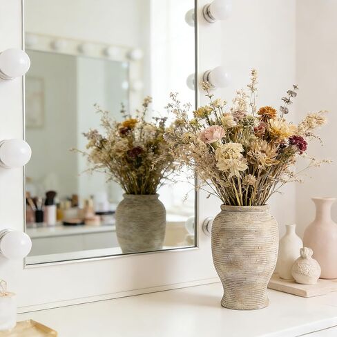 Ceramic Flower Vase, 9 inches Farmhouse Rustic Vase Decorative, Large Floral Pottery Vases for Living Room, Table, Bathroom, Wedding Centerpiece in Saudi Arabia
